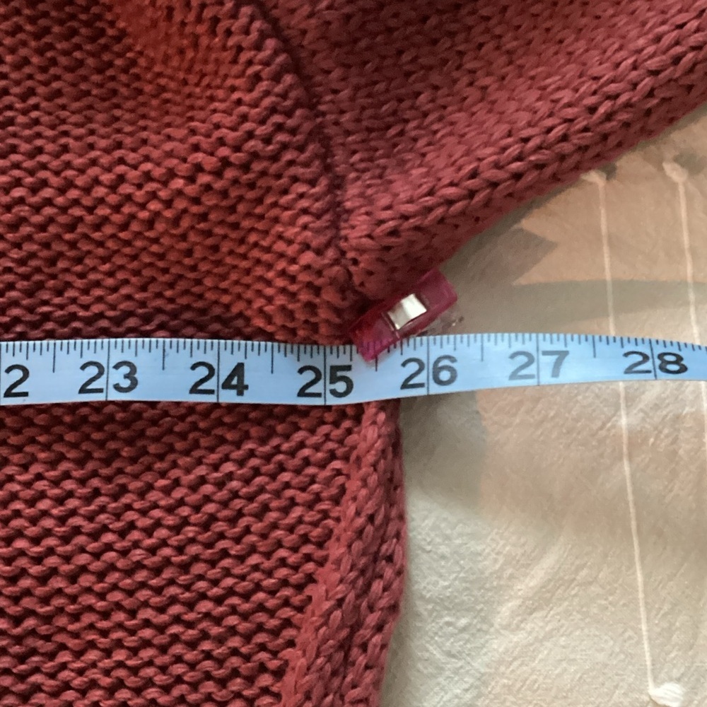 Women's Rust Cowl Neck Fringe Sweater - Picture 6 of 6